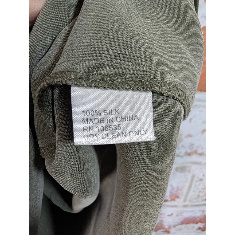 Madison Marcus Silk‎ Wrap Dress Womens Medium Olive Green Asymmetrical Racerback